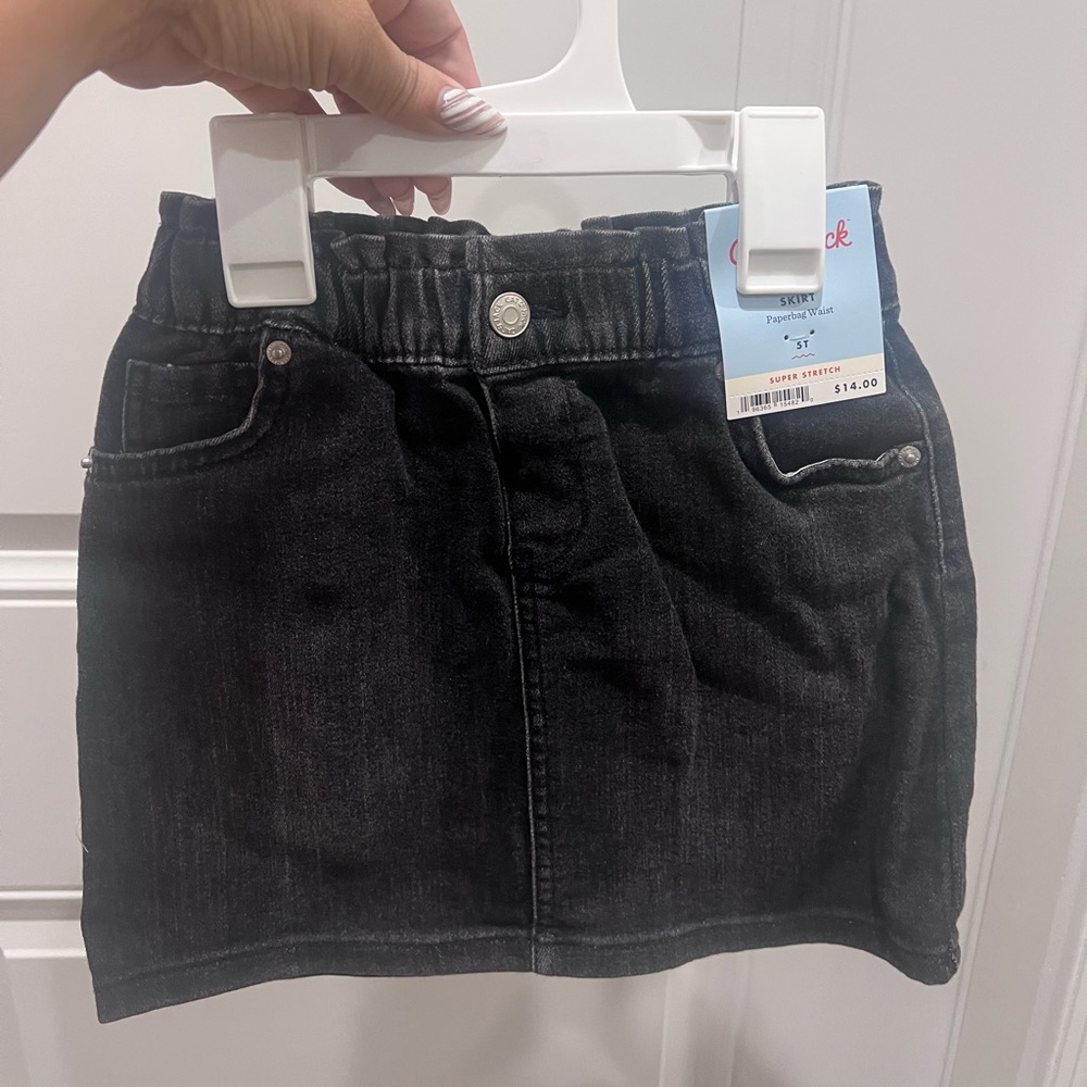 Cat & Jack Paperbag Waist Black Jean Skirt Size 5T New w/ tags